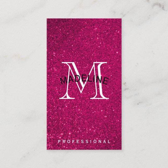 Classic Monogram with Arc | Glitter Background Business Card (Front)