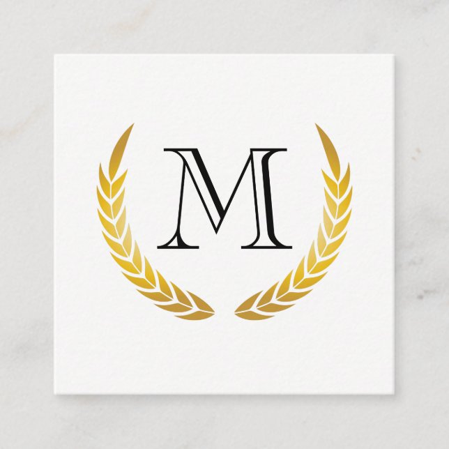 Classic Monogram with Chic Decorative Elements Square Business Card (Front)