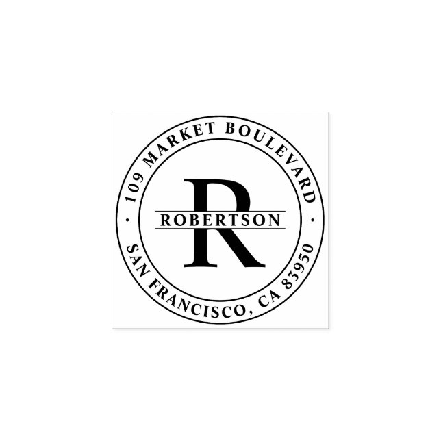 Classic Monogram with Name and Return Address Rubber Stamp (Imprint)