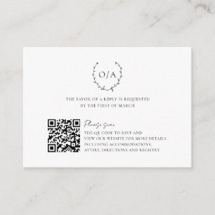 Classic Monogram Wreath Crest Elegant Wedding Enclosure Card