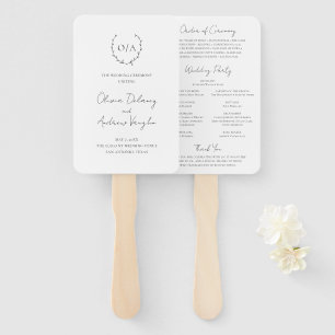 Classic Monogram Wreath Crest Elegant Wedding Hand Fan