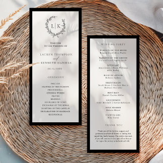 Classic Monogram Wreath Wedding Program