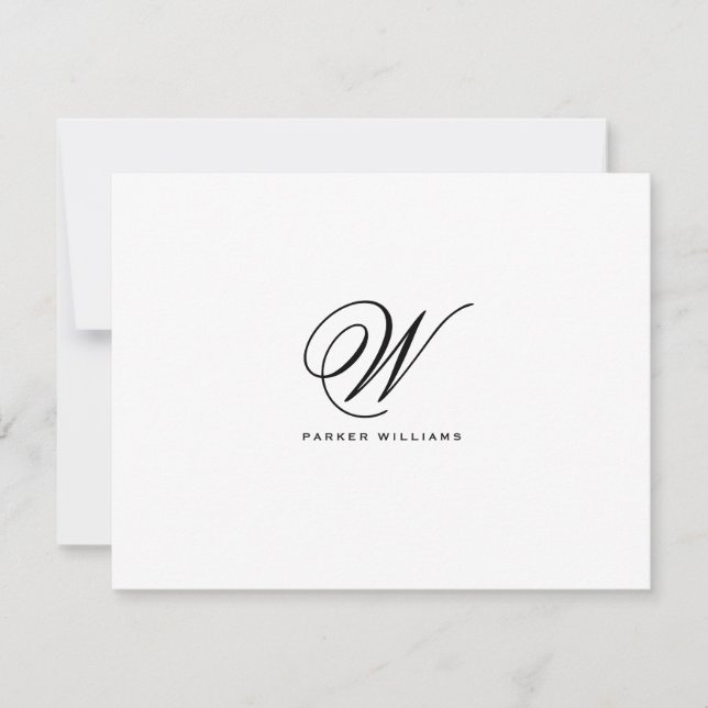 Classic Monogrammed formal Flat Thank You Card (Front)