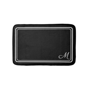 Classic Monogrammed Trendy Black & White Bath Mat