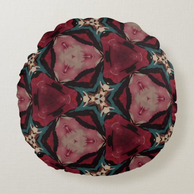 Classic Moroccan Geometric Decorative Patterns Round Pillow (Front)