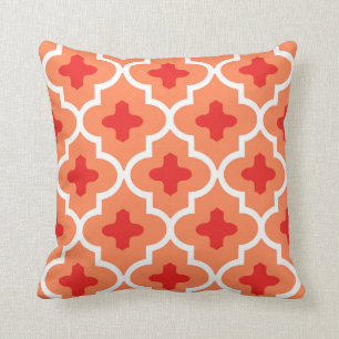 Classic Moroccan Tile, Mandarin Orange Throw Pillow