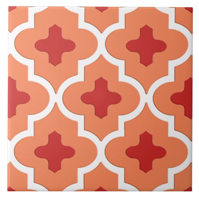 Classic Moroccan Tile, Mandarin Orange Tile (Front)