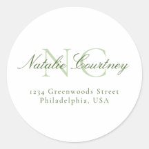 Classic Moss Green Minimalist Two Monogram