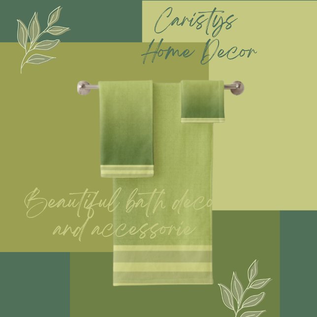 Classic Moss Green with Striped Border Towel (Creator Uploaded)