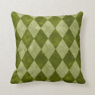 Classic Mossy Green Argyle Geometric Pattern Throw Pillow