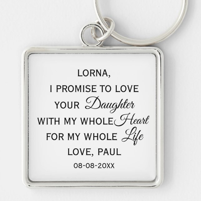 Classic Mother of Bride Wedding Gift From Groom Keychain (Front)