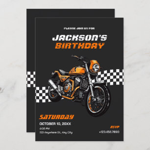 Classic motorbike Birthday Invitation
