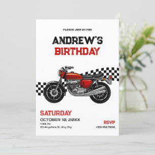 Classic motorbike birthday invitation