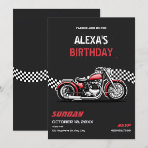 Classic motorbike birthday invitation