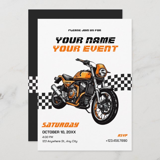 Classic motorbike  invitation (Front/Back)
