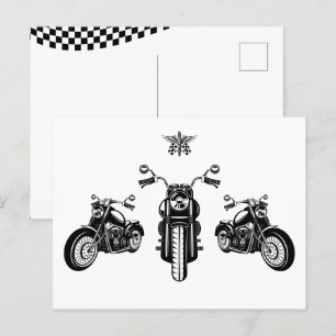 Classic motorbike mechanic postcard
