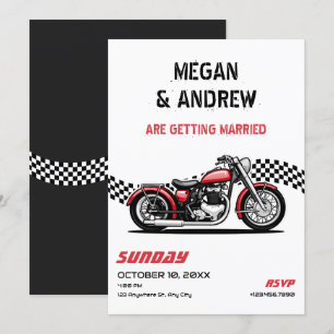 Classic motorbike wedding invitation