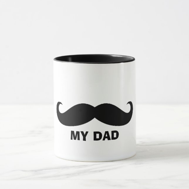 Classic Moustache Mug – Black & White Design dad (Center)
