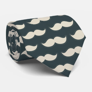 Classic Moustache Pattern on Black Tie