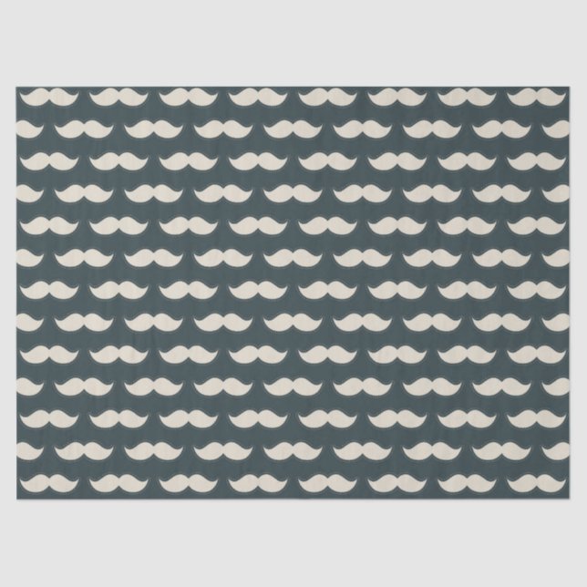 Classic Moustache Pattern on Black Tissue Paper (Front)