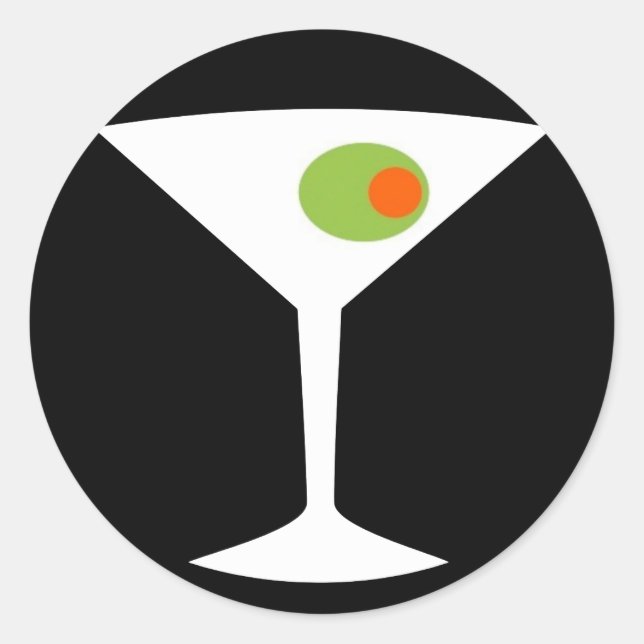 Classic Movie Martini Round Stickers (Front)