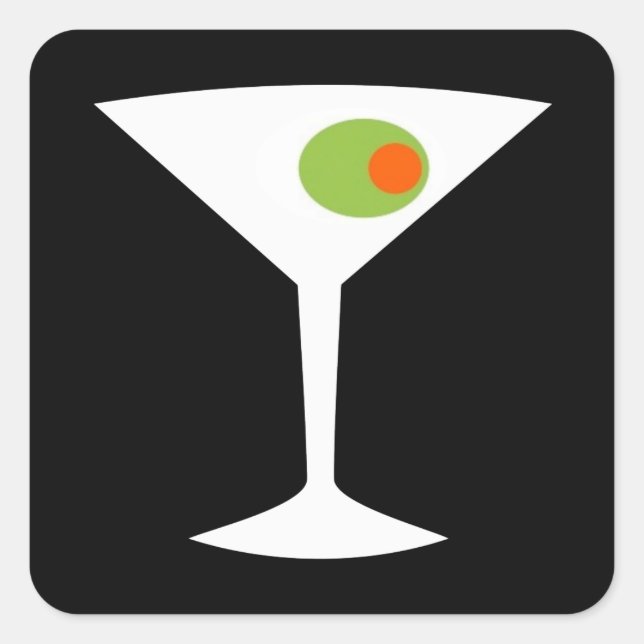 Classic Movie Martini Square Stickers (Front)