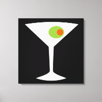 Classic Movie Martini Stretched Canvas (black)