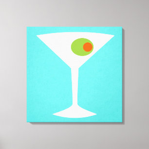 Classic Movie Martini Stretched Canvas (turquoise) Print