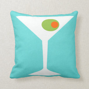 Classic Movie Martini Throw Pillow (Turquoise)