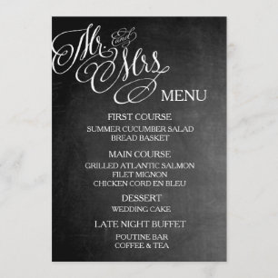 Classic Mr. & Mrs. Wedding Menu Chalkboard
