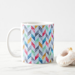 Classic Mug - Multi Coloured Herringbone Pattern