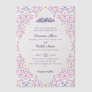 Classic Mughal Arch Mihrab Islamic Wedding Vellum Invitations
