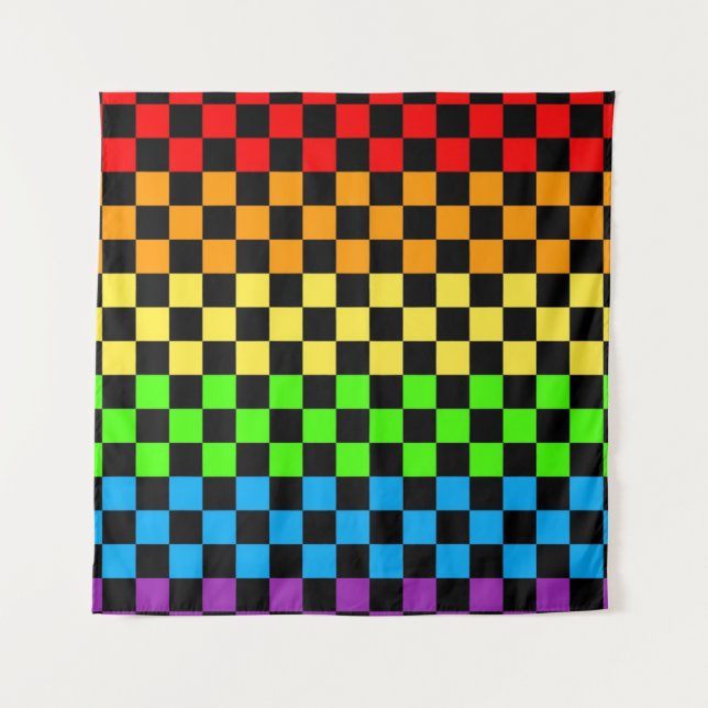 Classic Multi Color Checkered Design Backdrop Tapestry (Front)
