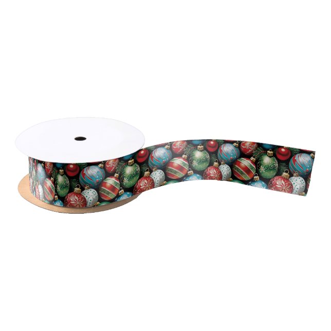 Classic Multi Coloured Chrismas Ornaments Satin Ribbon (Spool)