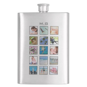 Classic Multiple Square Custom Photo Collage Hip Flask