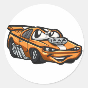 Classic muscle car cartoon - Choose back color Round Sticker