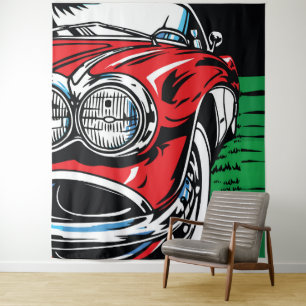 Classic Muscle Car Front Pop Art Retro Tapestry