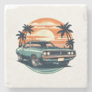 Classic Muscle Car Retro Vintage Style Stone Coaster