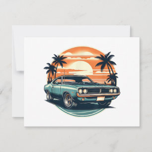 Classic Muscle Car Retro Vintage Style Thank You Card
