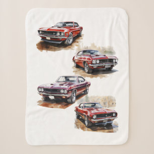 Classic Muscle Car Sherpa Blanket