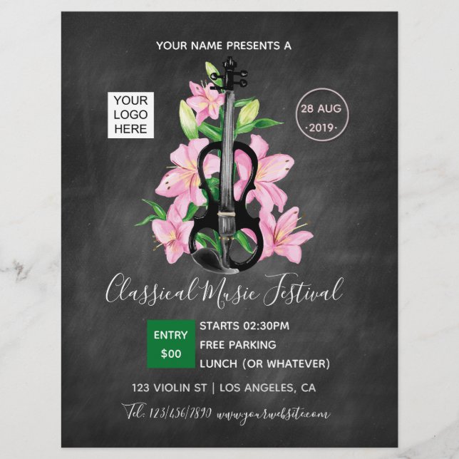 Classic Music Festival Chalkboard Flyer (Front)