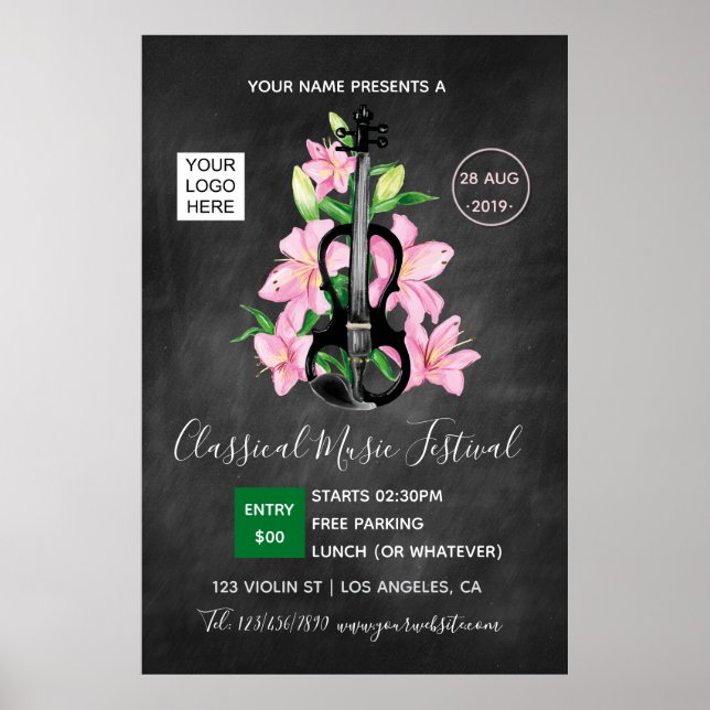 Classic Music Festival Chalkboard Poster (Front)