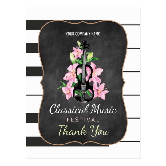 Classic Music Festival Chalkboard Thank You Postcard