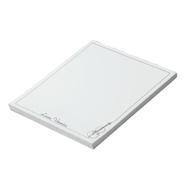 Classic Music Violin Modern Minimalist Pretty Notepad (Rotated)