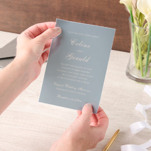 Classic Muted Blue Elegant Wedding Vellum Invitations