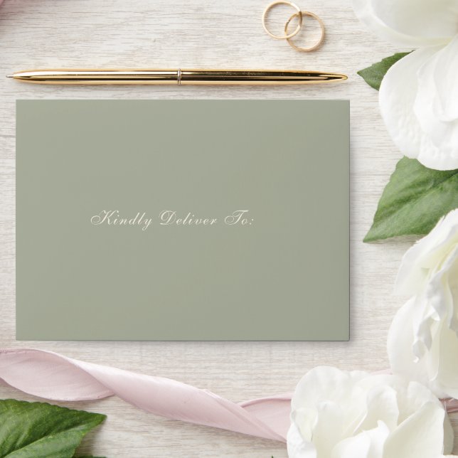 Classic Muted Green Elegant Wedding Envelope (Wedding)