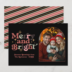 Classic Muted Modern Retro Christmas Family Photo Holiday Card