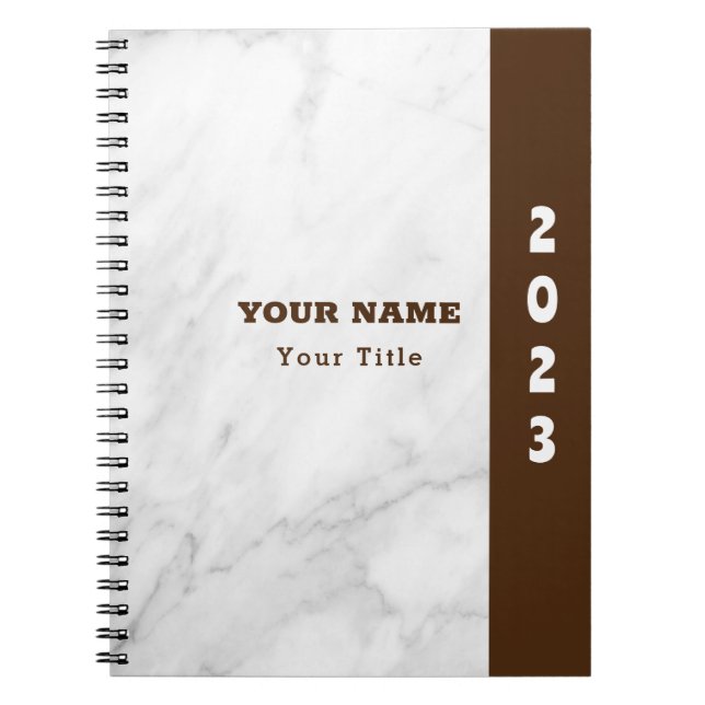 Classic Name Customize White Marble Notebook (Front)