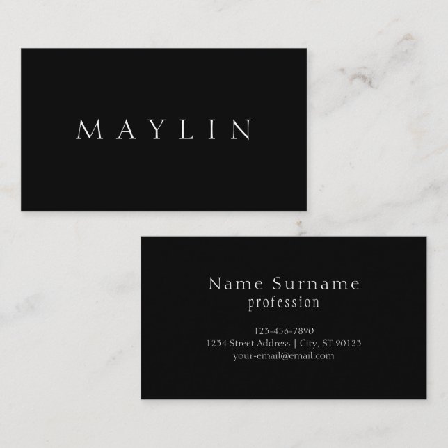Classic Name or Word | Black & White Business Card (Front/Back)