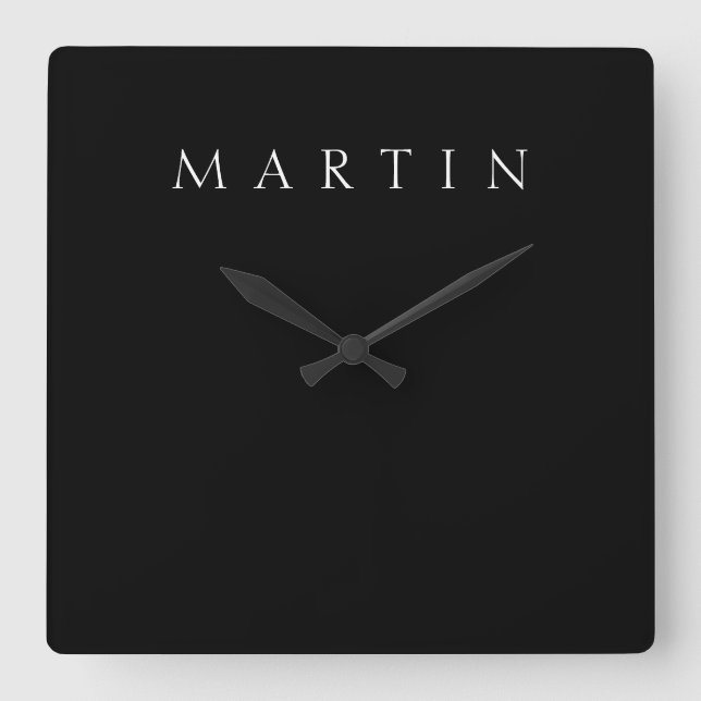Classic Name (or word) | Black & White Square Wall Clock (Front)
